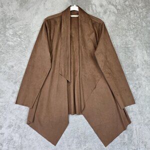 Soft Surroundings Jacket Womens Medium Brown Faux Suede Open Front Drape